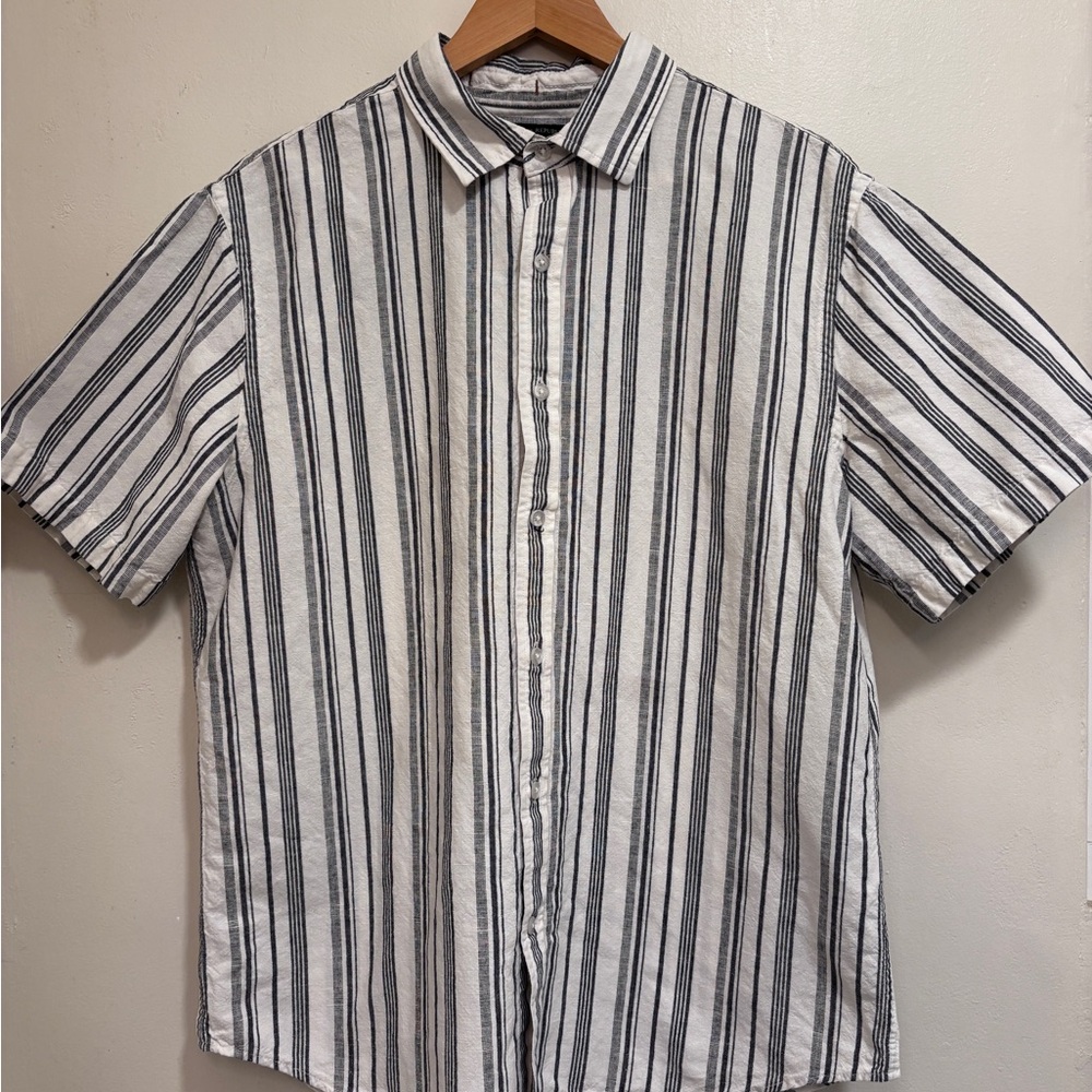 Banana Republic Black and White Striped Casual Shirt